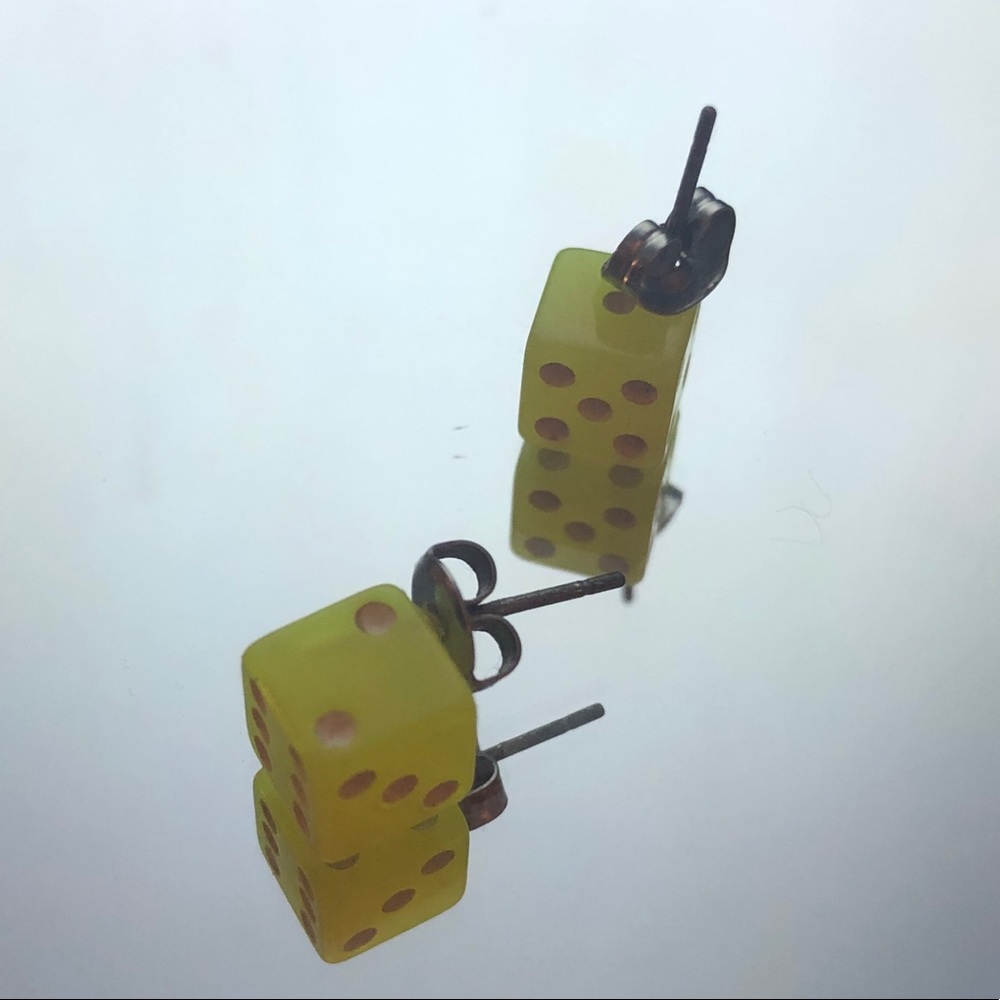 Neon Yellow Dice Earrings!